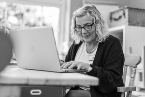 Lady using laptop