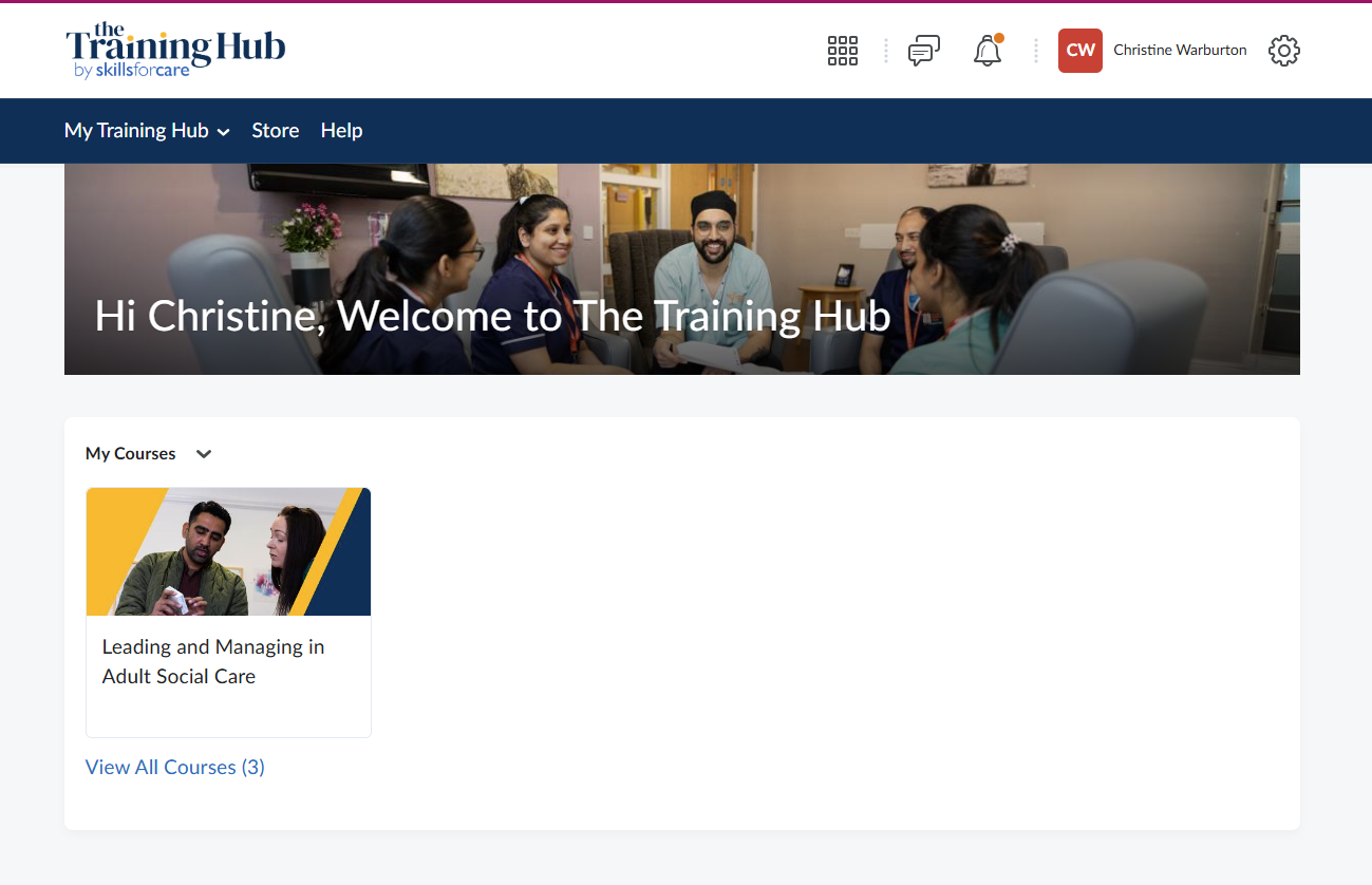 Course overview screen