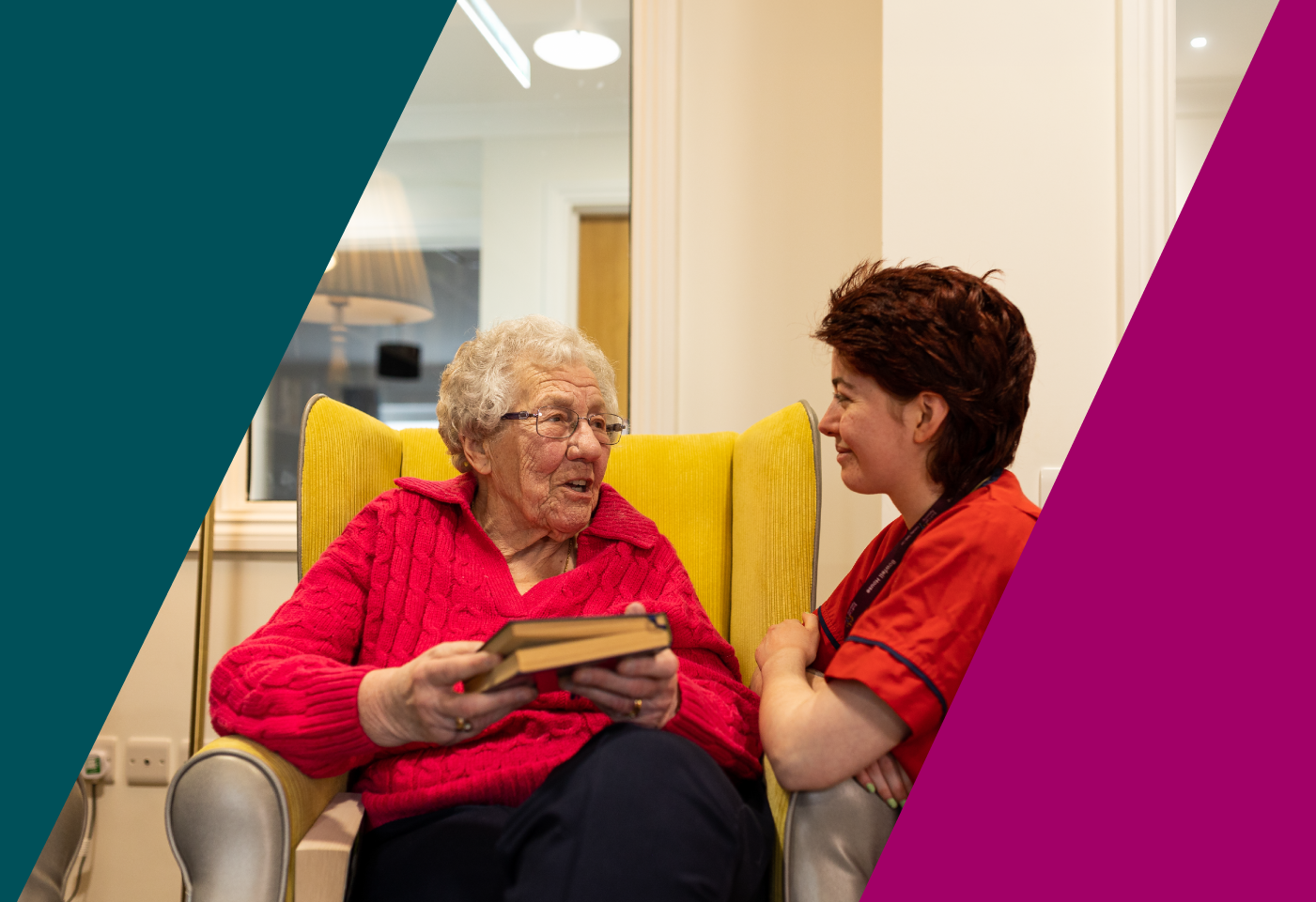 a care worker speaking to a resident
