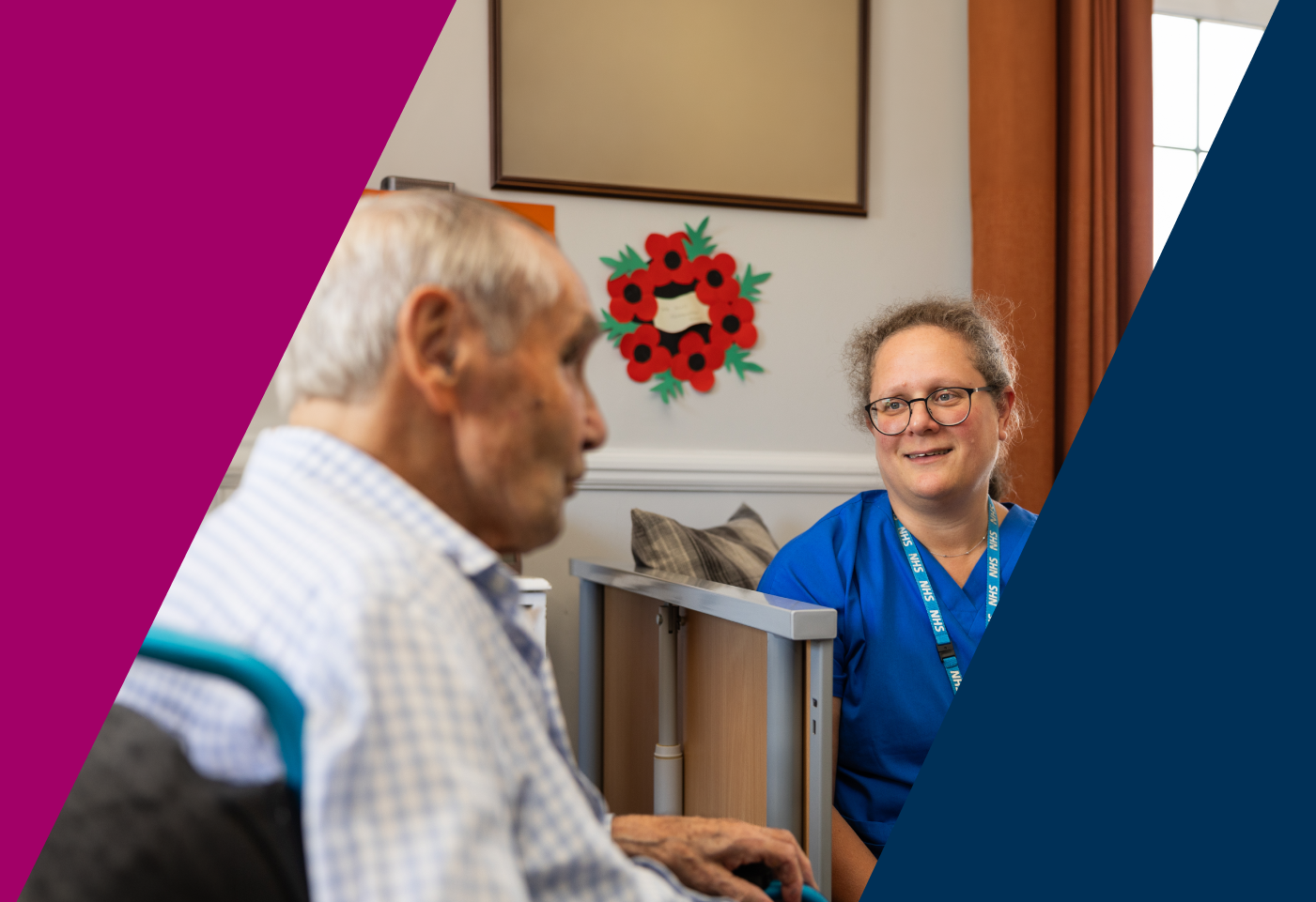 a care worker speaking to a resident